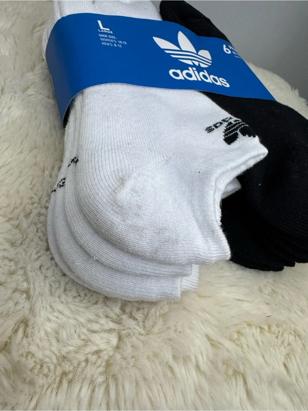 adidas Men’s No-Show Athletic Socks - Black & White (6 Pack)